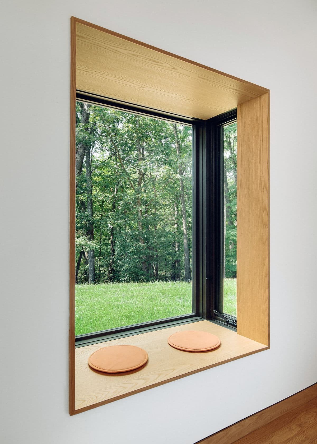 deep wood-lined window seat