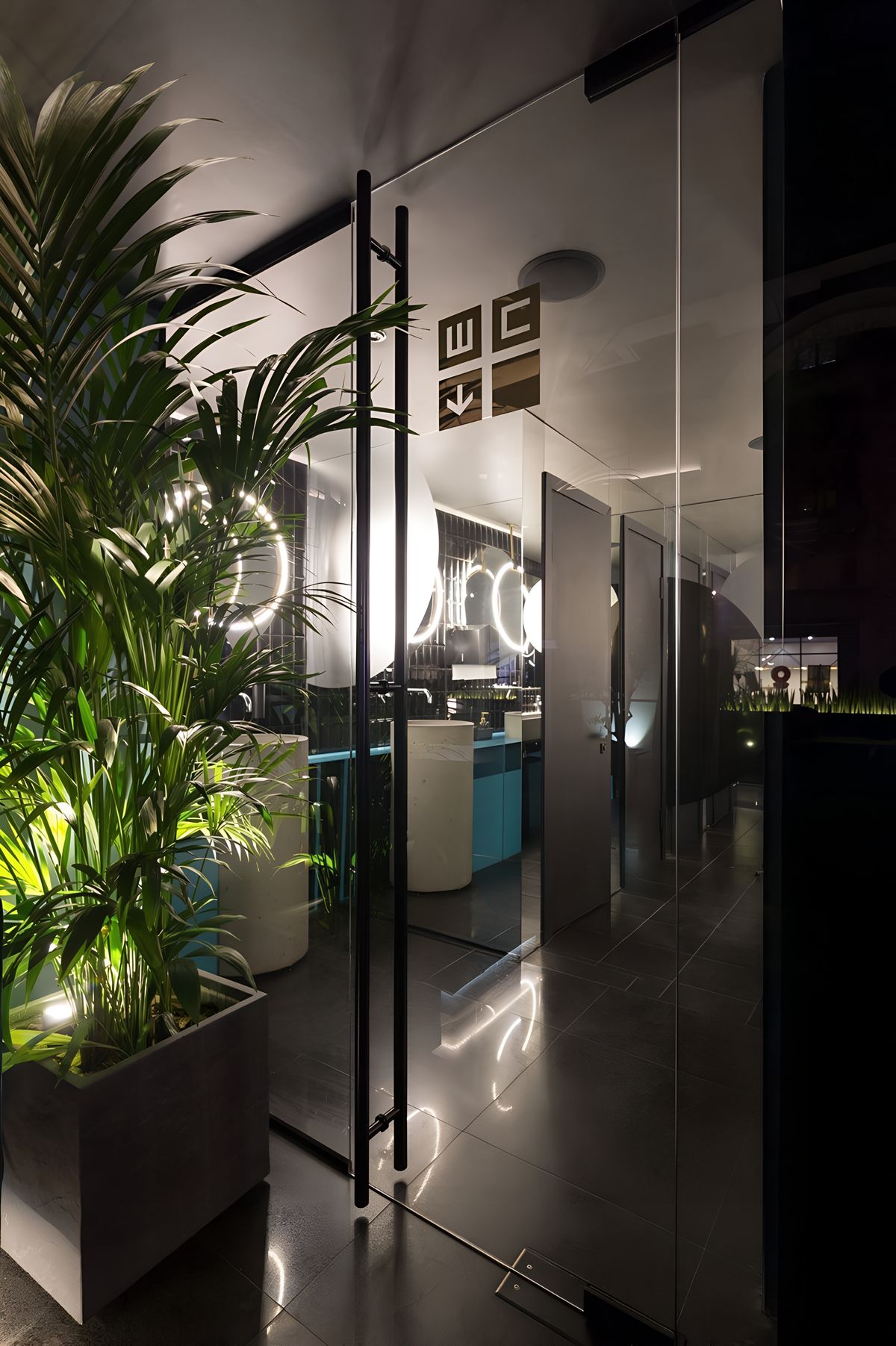 glass partition and washroom entrance