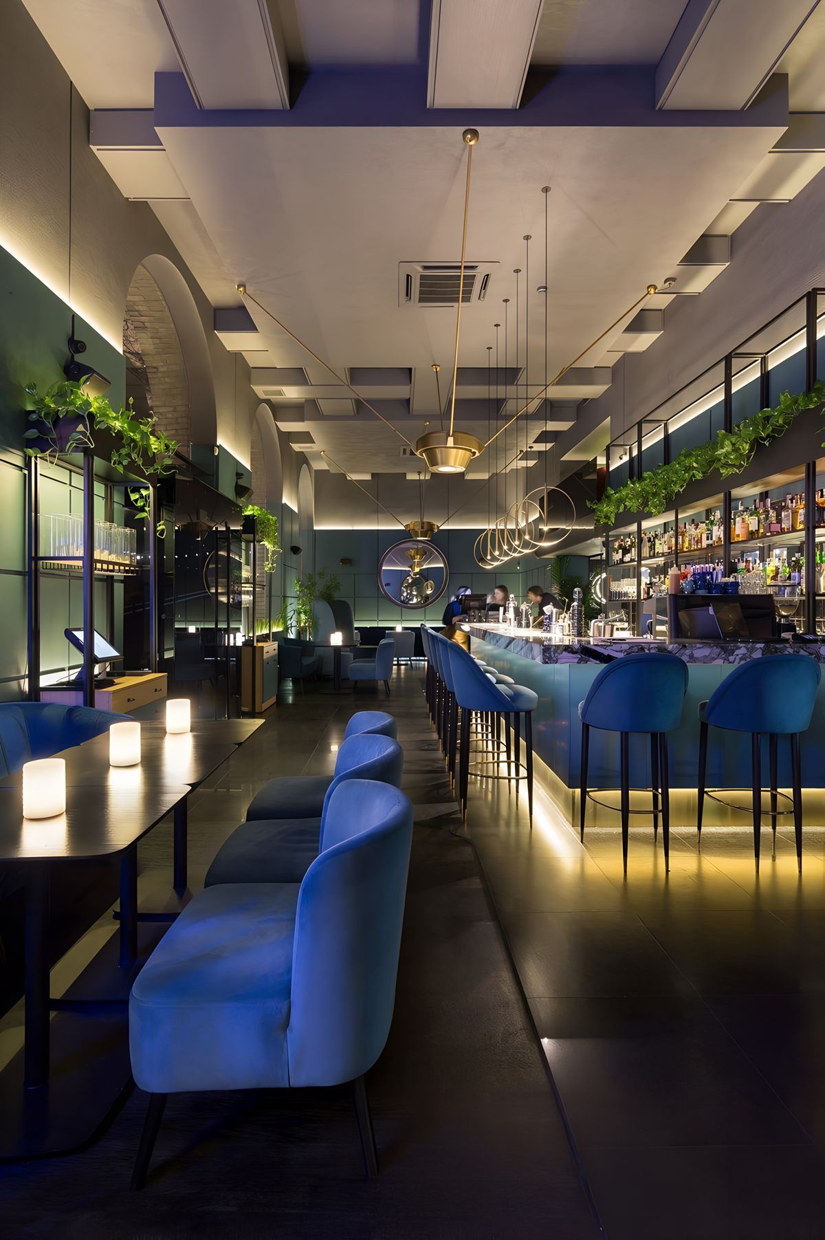 long view of bar and lounge seating