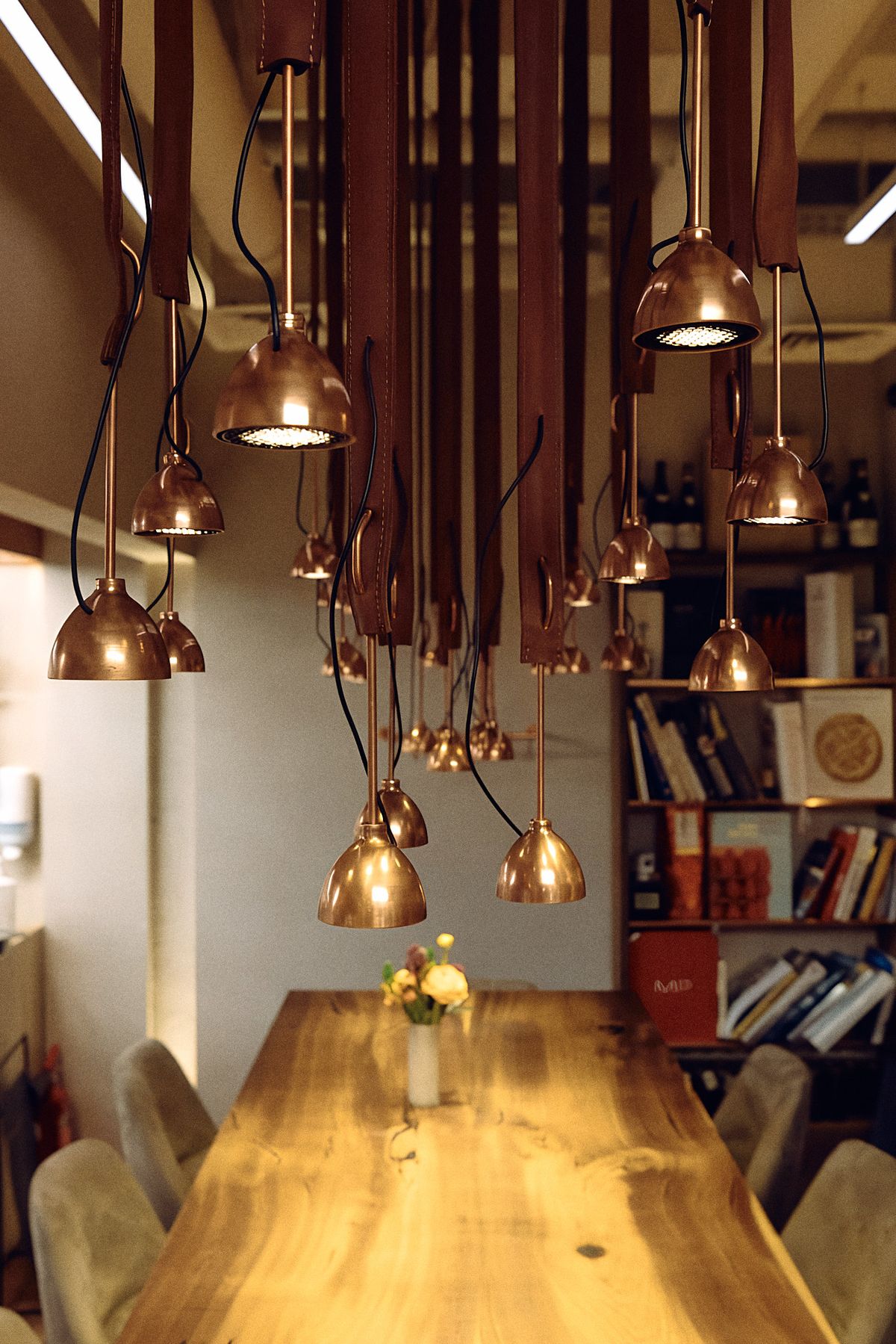 detail of custom pendant lighting
