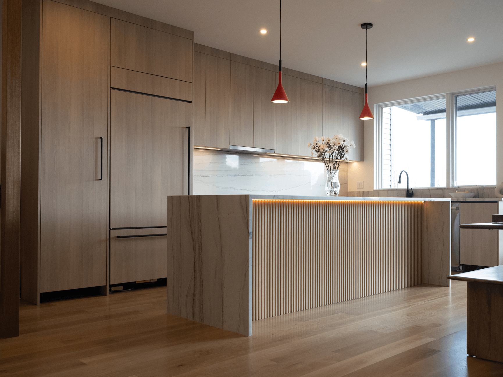 island millwork and under-counter lighting