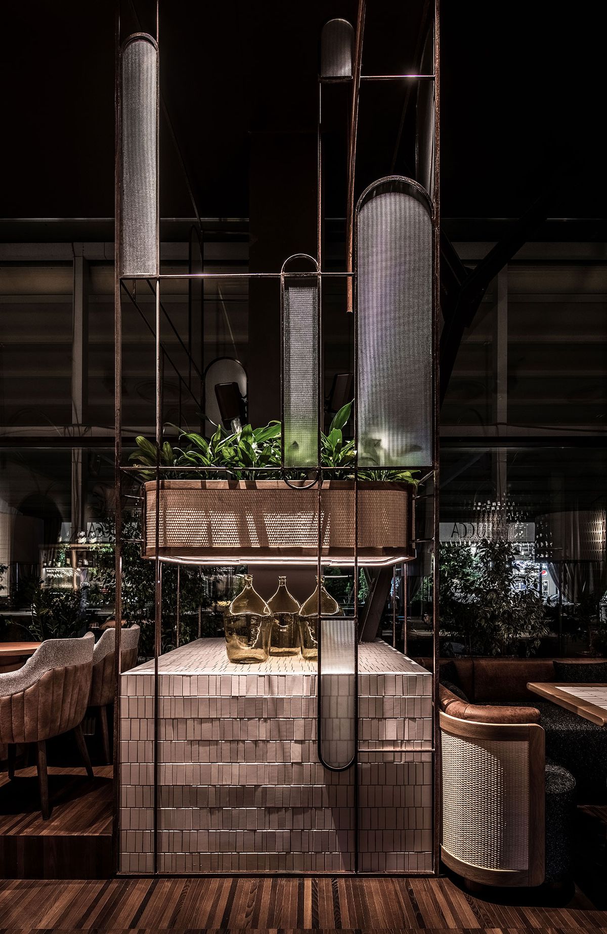custom planter and glass divider