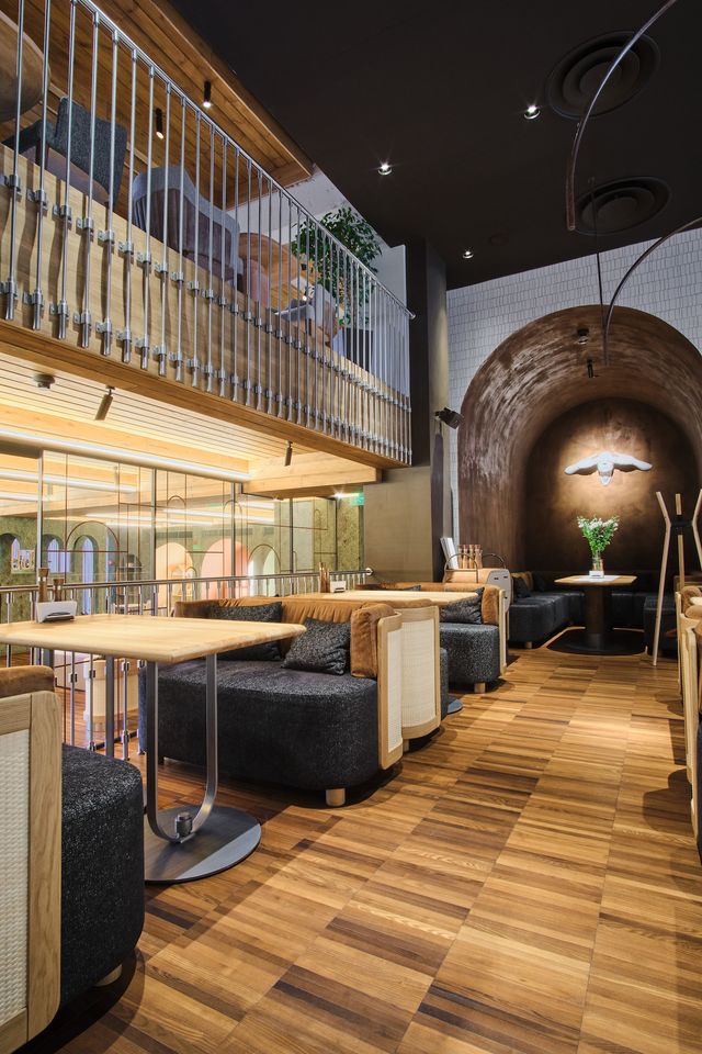 dropped timber ceiling and mezzanine