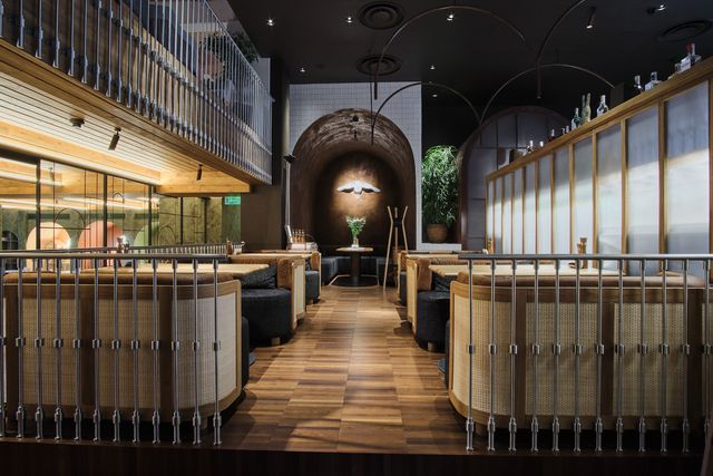 aisle and translucent screen wall