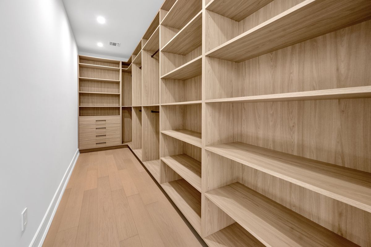 linear walk-in closet shelving
